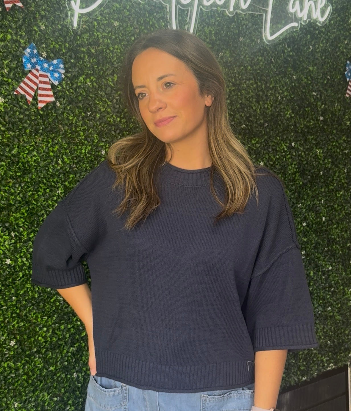 Short Sleeve Knit Sweater