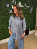 Blue striped oversized shirt