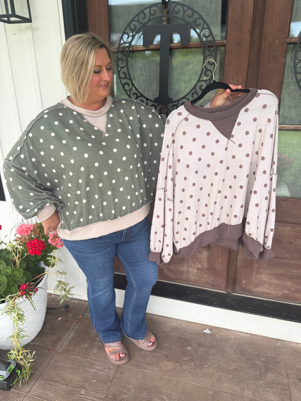 Polka & Ribbed Pullover