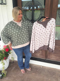 Polka & Ribbed Pullover