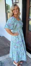 The Teal Floral Maxi-OD1002