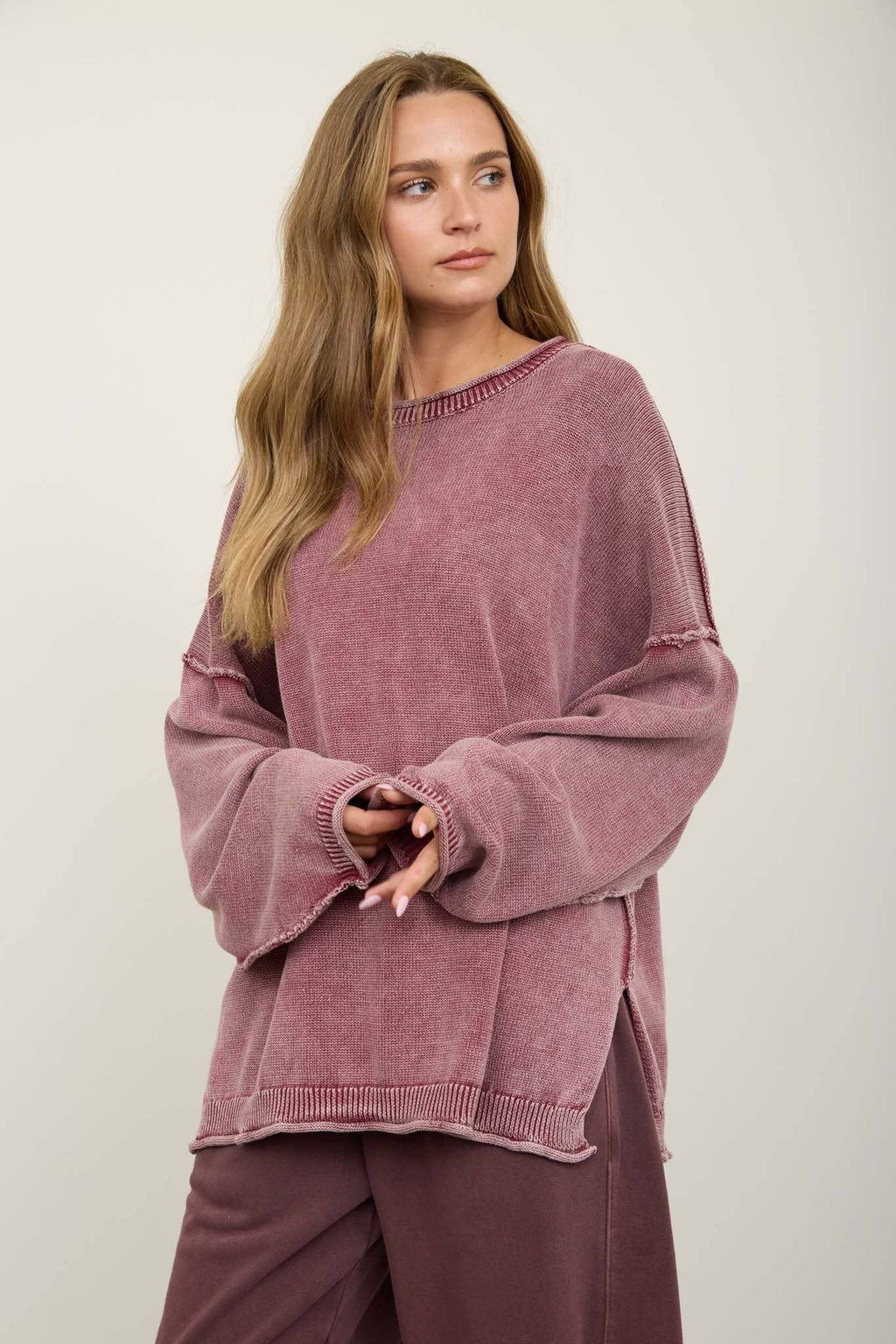 RAW EDGE CREW SWEATER