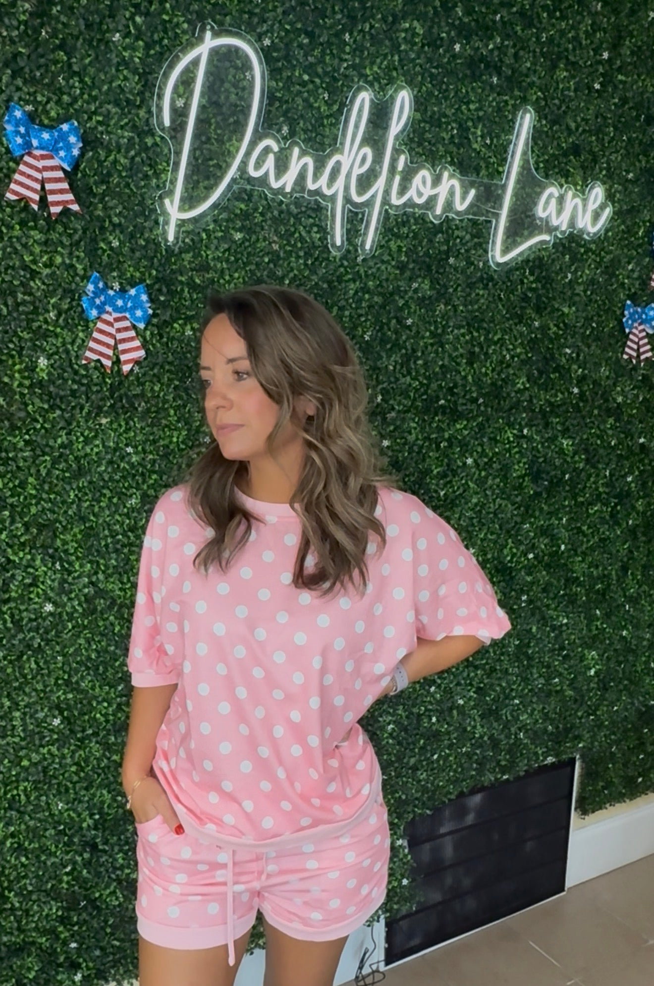 Pink polka dot outfit