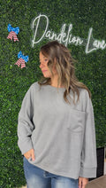 Grey Ribbed Long Sleeve with Pocket