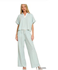 Striped Short Sleeve Pant Set