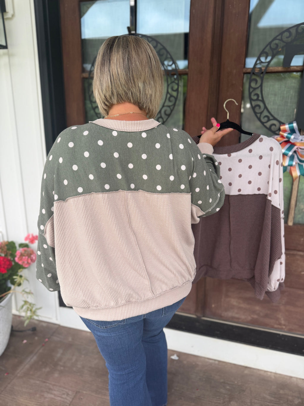 Polka & Ribbed Pullover