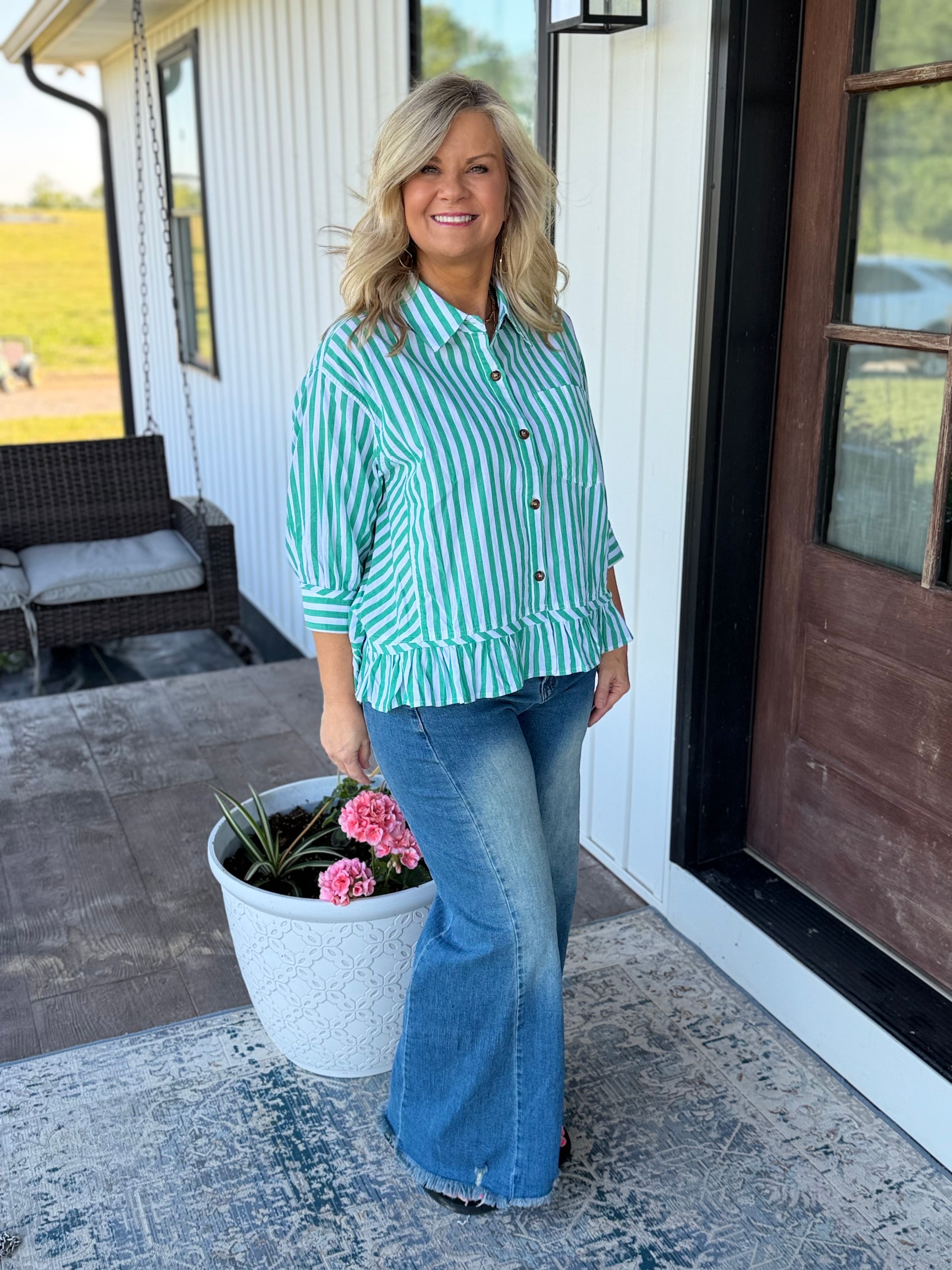 Ruffled Bottom Jeans-SWL1001