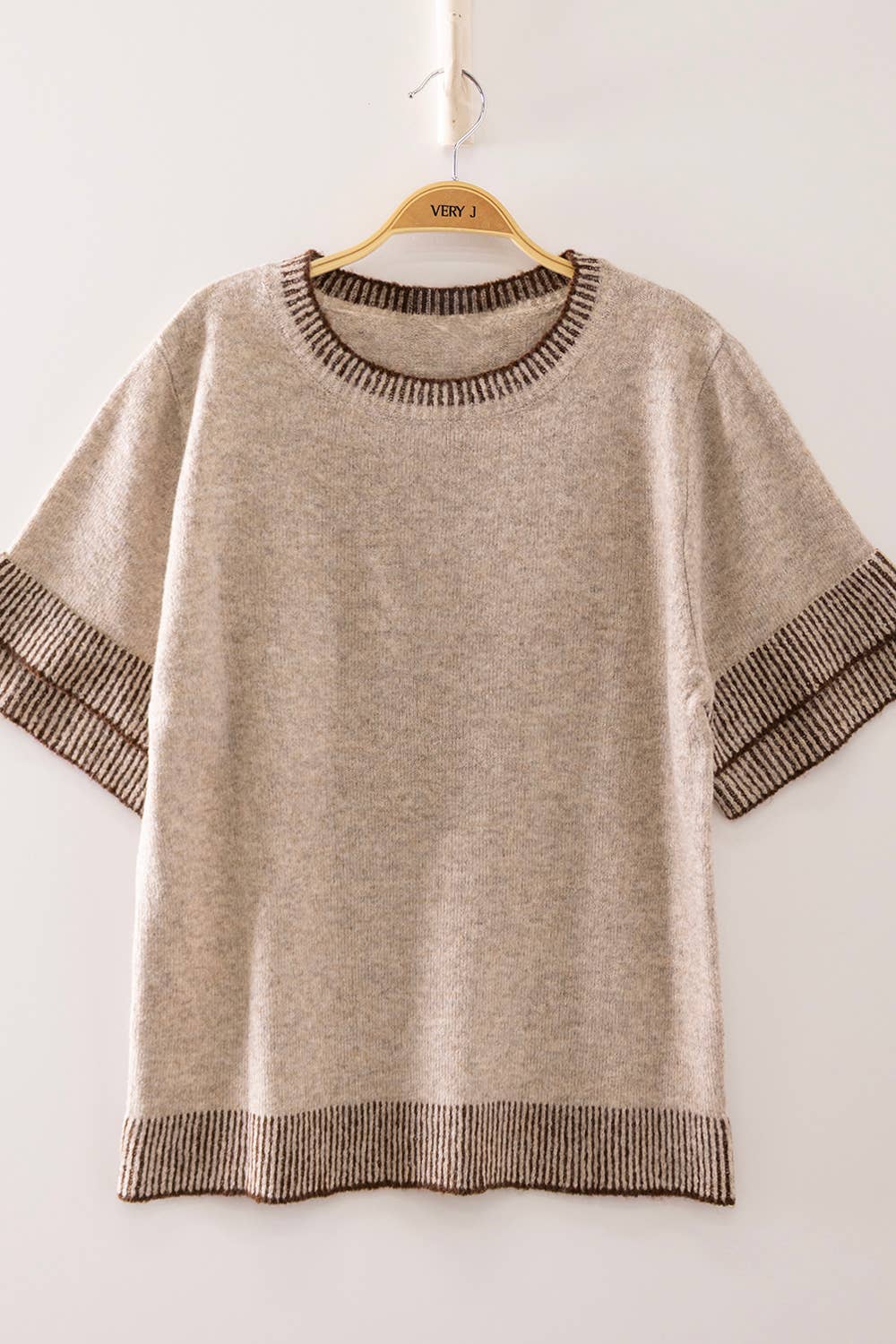 Contrast Rib Knit Top